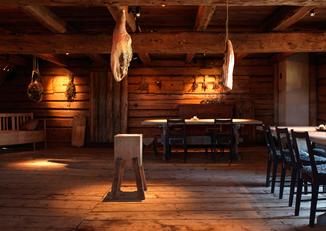 Faviken's uber-rustic dining room (Sweden). Via Bon Appetit.