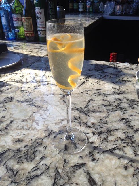 Vodka, Sparkling Wine and lemon.